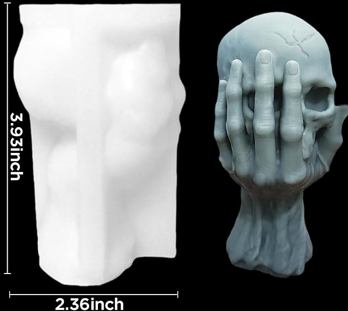 Halloween Skull Candle Silicone Mold, DIY 4 Inch 3D Ghost Hand Candle Making - Image 2