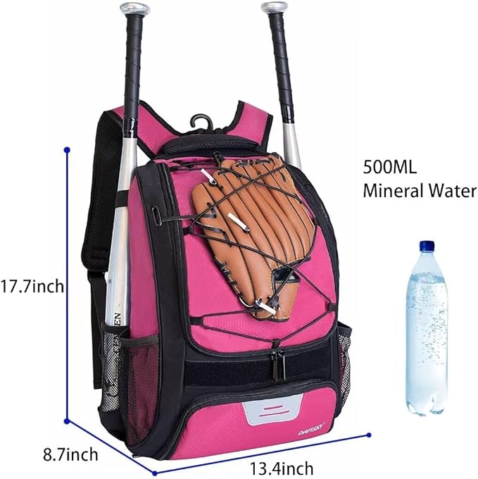 DAFISKY Baseball Bag Softball Backpack - Youth Adult T Ball Bat Equipment Bag with Bat Helmet Holders, Shoe Compartment