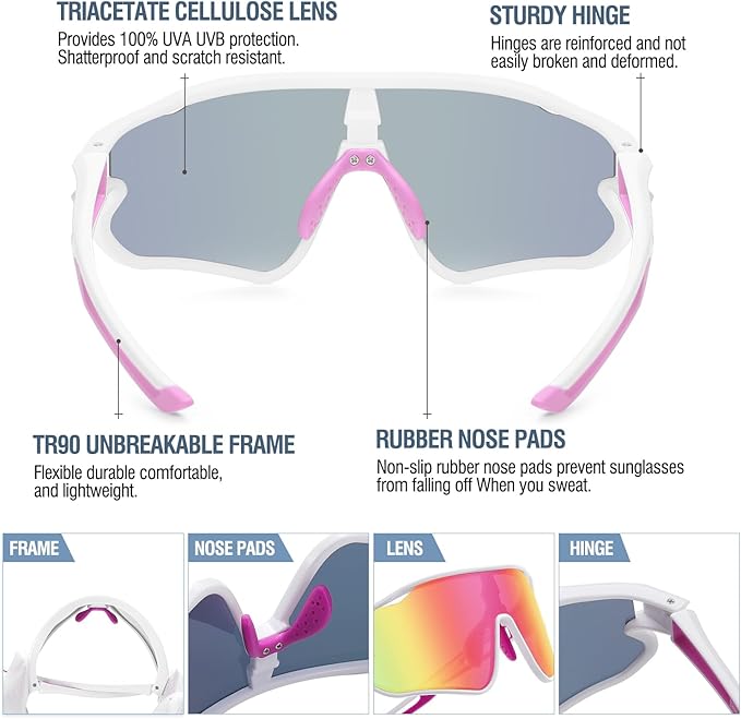 DUCO Kids Sunglasses Youth Baseball Sun Glasses Lightweight TR90 Frame UV400 Sports Cycling Shades for Boys Girls DK268