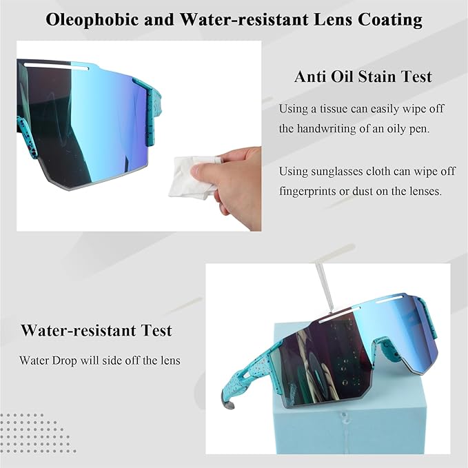 Ukoly Cycling Sunglasses for Men Women with 3 Interchangeable Lenses, Polarized Sports Sunglasses, Baseball Sunglasses