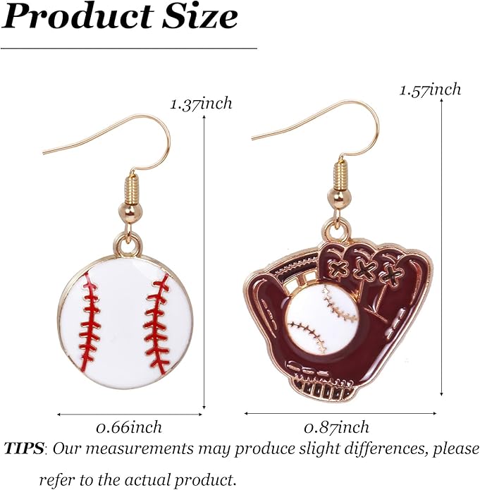 Baseball Earrings for Women Baseball Mom Accessories Essentials Game Day Fan Gifts Lightweight Sports Stud Earrings Jewelry Game Day Shirts Women