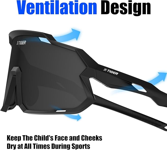 X-TIGER Kids Sunglasses Polarized Youth Baseball Sunglasses for 8-14 boys girls UV400 Sports Softball Cycling Glasses