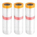 HARFINGTON 3 Rolls Pre-Taped Masking Film 106.3" x32.8ft Double Adhesive Tape by HARFINGTON