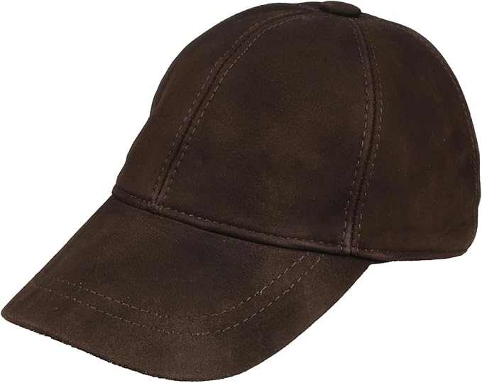Suede Leather Baseball Cap – Unstructured 6 Panel Adjustable Strapback Hat for Men & Women