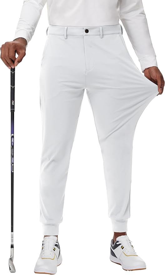 JWM Men's Stretch Golf Joggers Pants with Belt Loops - 29" 34" Slim Fit Tapered Casual Business Travel Dress Work Sweatpants