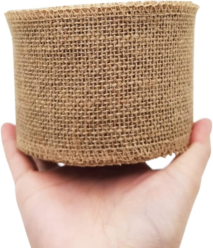 INSPIRELLE 3" Natural Burlap Fabric Roll 10 Yards Jute Ribbon by INSPIRELLE