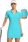 Hiverlay Golf Dresses for Women with Shorts and Pockets, V-Neck Short Sleeve Tennis Dress, Workout Athletic Dresses
