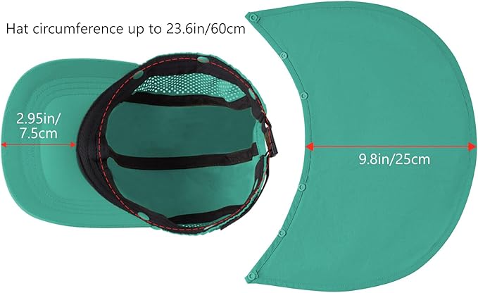 BASSDASH UPF 50+ Foldable Fishing Hat Baseball Cap with Removable Neck Flap Portable for Men Women Golf Hiking