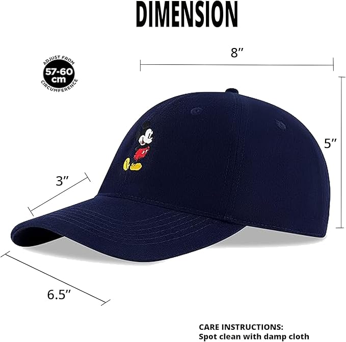 Disney Mens Baseball Cap, Mickey Mouse Adjustable Hat for Adult