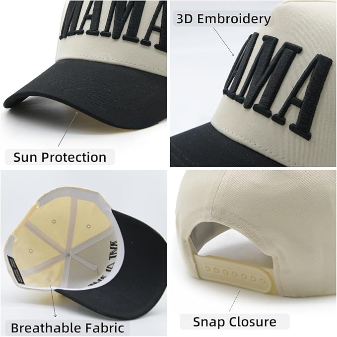 Womens Mama Trucker Hat, Vintage Snapback Mom Baseball Cap, Trendy New Mom Gifts Mothers Day Outfits for Mommin