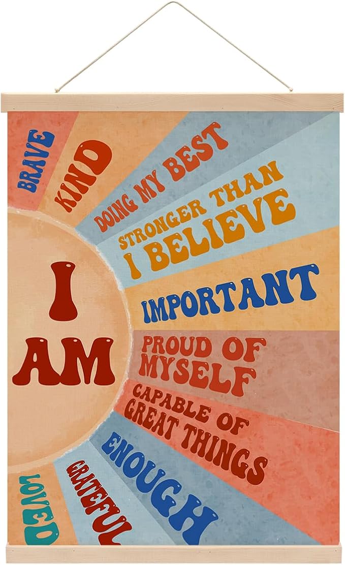 Inspirational Boho Sun Poster Hanger, Positive Affirmations Wall Decor by Unknown