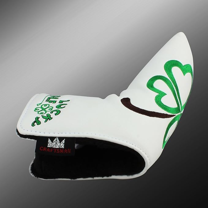 Craftsman Golf Green Lucky Clover Driver Wood Hybrid Headcover Blade Mallet Putter Cover for Scotty Cameron Taylormade Odyssey Also for Custom Version with Your Name Stitched
