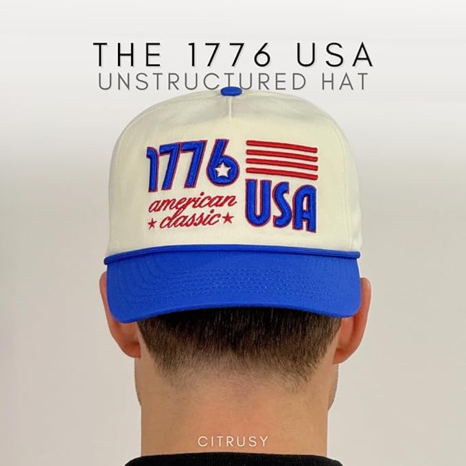 Vintage Low Profile Unstructured Hat | Cotton Flat Bill Snapback Rope Hat | Men & Women’s Hiking Fishing Running Golfing Hat