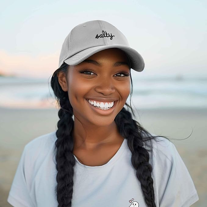 DALIX Salty Embroidered Cotton Beach Baseball Cap Adjustable Dad Hat Womens