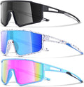 3PACK Kids Sunglasses for 6-14 Boys Girls, Youth Baseball and Cycling UV400 Protection Goggles