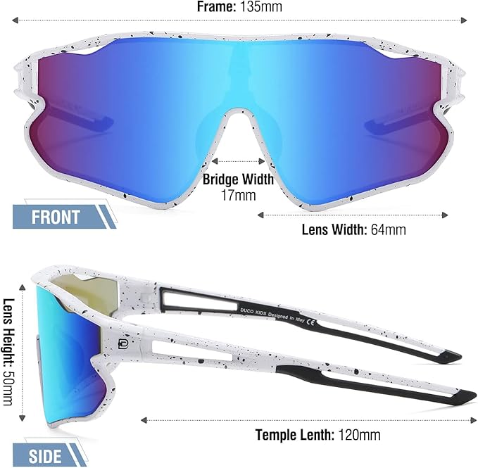 DUCO Kids Sunglasses Youth Baseball Sun Glasses Lightweight TR90 Frame UV400 Sports Cycling Shades for Boys Girls DK268