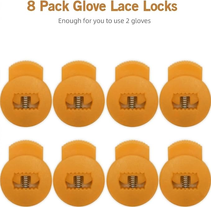 AliBall Glove Locks, Lace Locks for Baseball Glove 8 Pack, Never Need Thying Knots Again, Strong Elasticity, Made Plastic and Springs, Fits All Gloves, Baseball Gloves Accessories