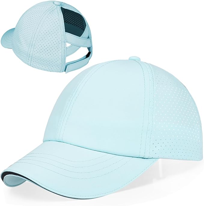 Little Girls Reflective Baseball Cap Criss Cross Ponytail Hat Kids Quick Dry Mesh Summer Sports Hat for Toddler Ages 3-8