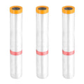HARFINGTON 3 Rolls Pre-Taped Masking Film 177.2" x32.8ft Double Adhesive Tape by HARFINGTON