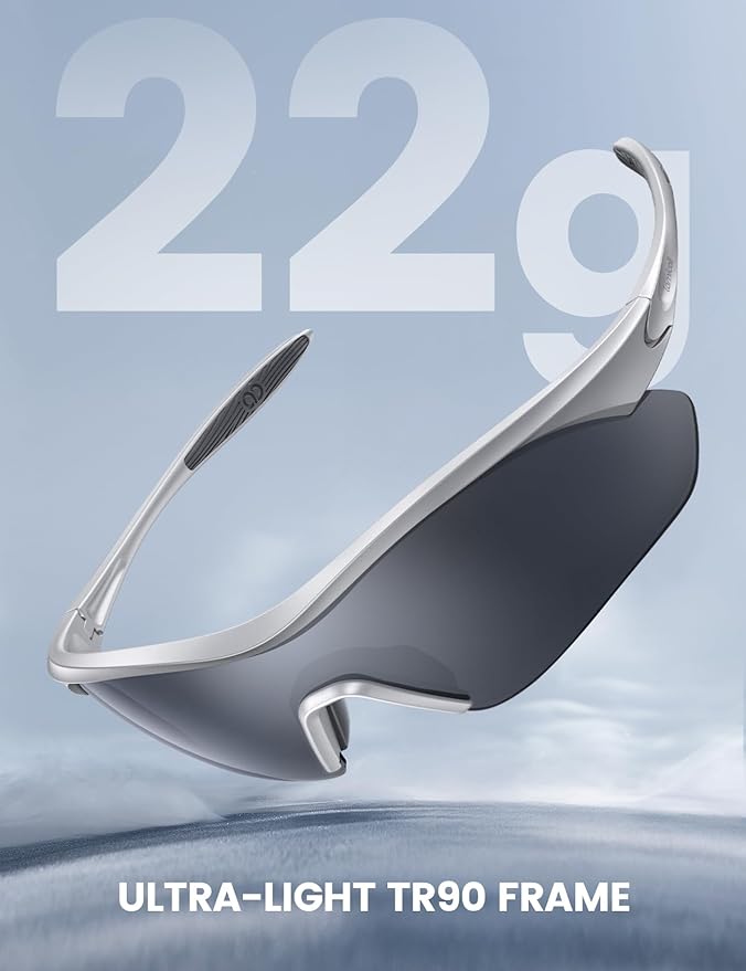 Lamicall 22g Polarized Sports Sunglasses - UV400 Protection Men Women Sun Glasses for Running Cycling Fishing Golf Driving