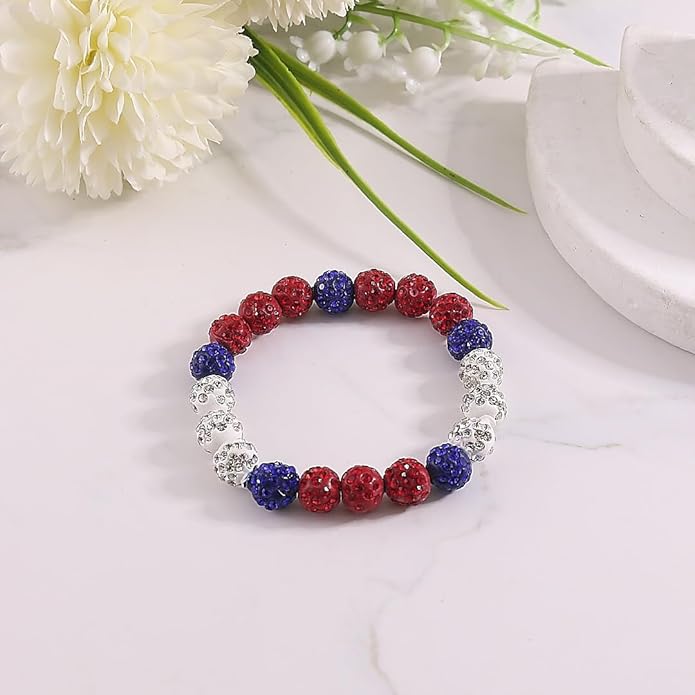 Baseball Bracelet for Women Men Baseball Mom Accessories Essentials Stuff Sparking Bead Bracelet Jewelry Baseballs Sport Fan Bracelet for Sports Game Team