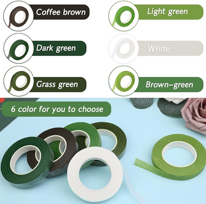 6 Rolls Floral Tape, 1/2" by 180 Yard Green Flower Tape, Flower Tape - Image 3