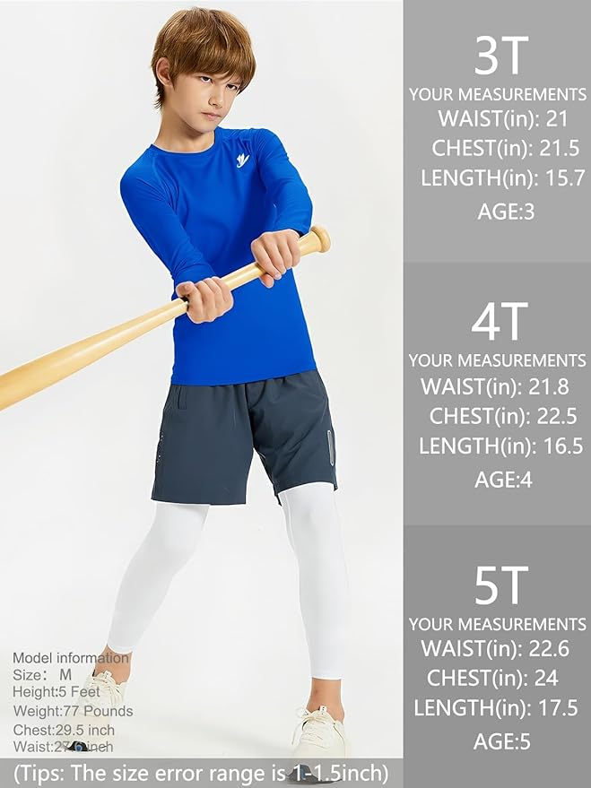 DEVOROPA Youth Boys Compression Thermal Shirt Long Sleeve Kids Fleece Baselayer Soccer Baseball Undershirt Slim/Regular/Husky