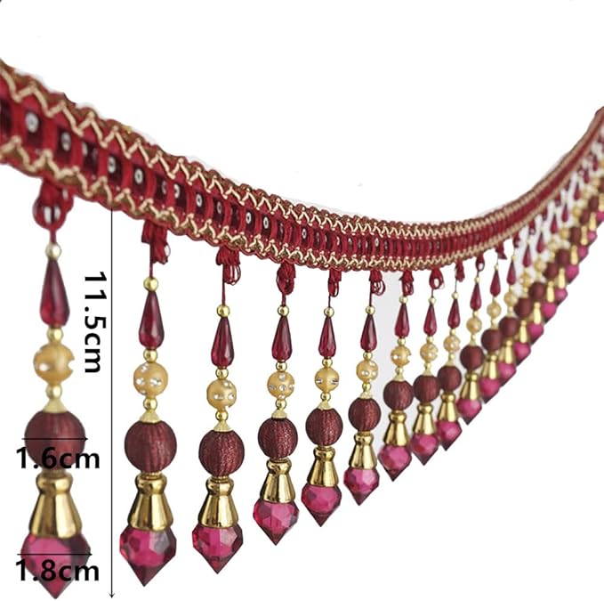 3yards Beading Fringe Trimming Long Beads Tassel Curtain Trim Ribbon Trim - Image 4