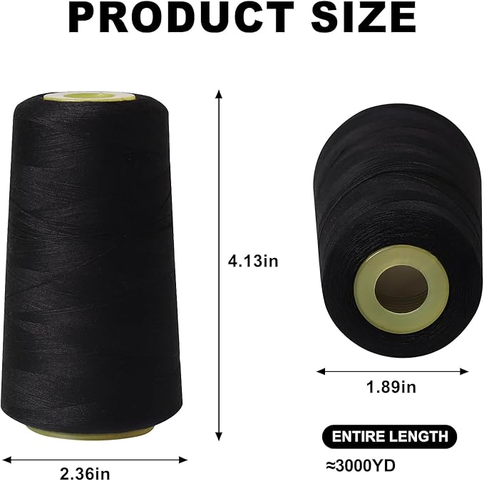 Sewing Thread Cone Set, 2 Pack Serger Thread, 3000 Yards Each, All Purpose - Image 2