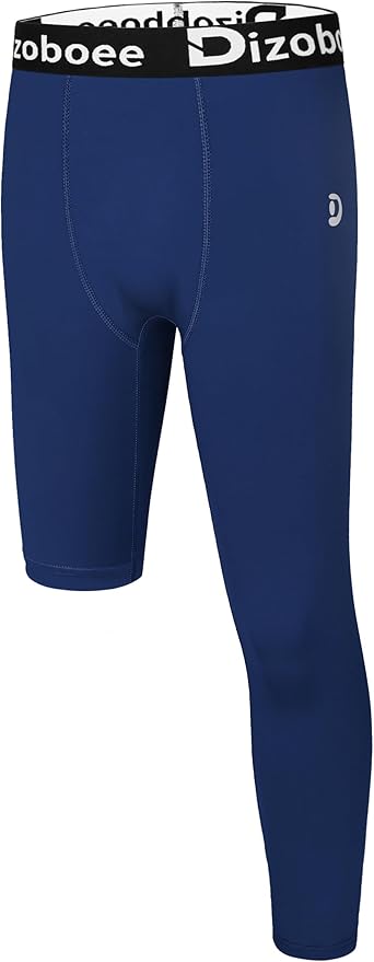 Youth Boys Compression Pants One Leg 3/4 Athletic Leggings for Sports Kids Basketball Tights Football Baseball Pants