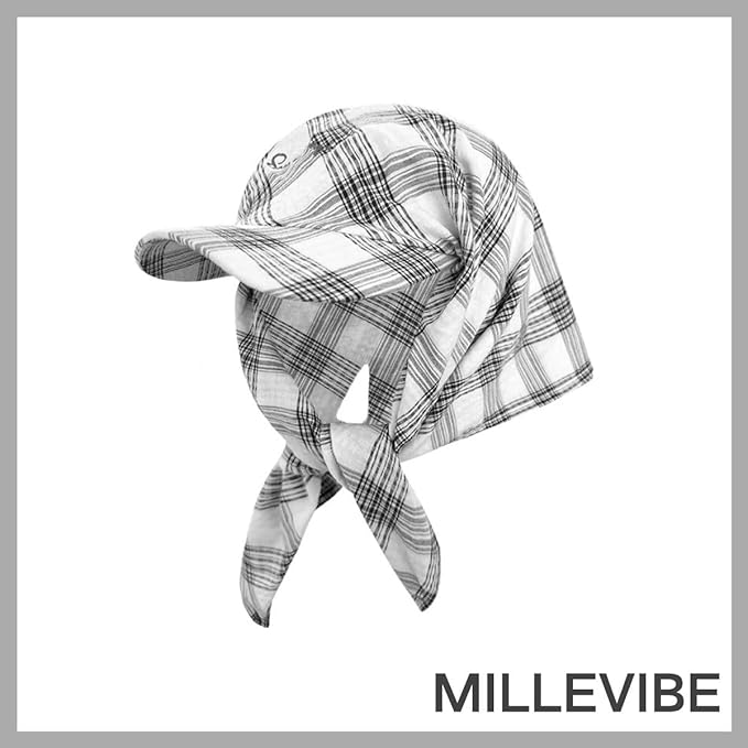 Women’s Plaid Bandana Baseball Cap – Y2K Adjustable Checkered Hat, Casual Streetwear Summer Fashion Visor Scarves