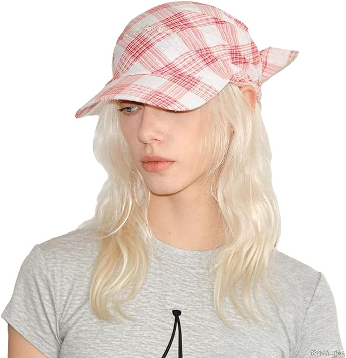 Women’s Plaid Bandana Baseball Cap – Y2K Adjustable Checkered Hat, Casual Streetwear Summer Fashion Visor Scarves