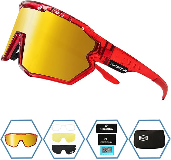 Sports Sunglasses Cycling Glasses Pink Polarized Glasses Baseball glasses with 3 lenses,Fishing,Ski Running Golf