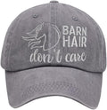 Barn Hair Don't Care Hat, Embroidered Adjustable Wash Cotton Baseball Cap, Horse Lovers Gifts for Women Men