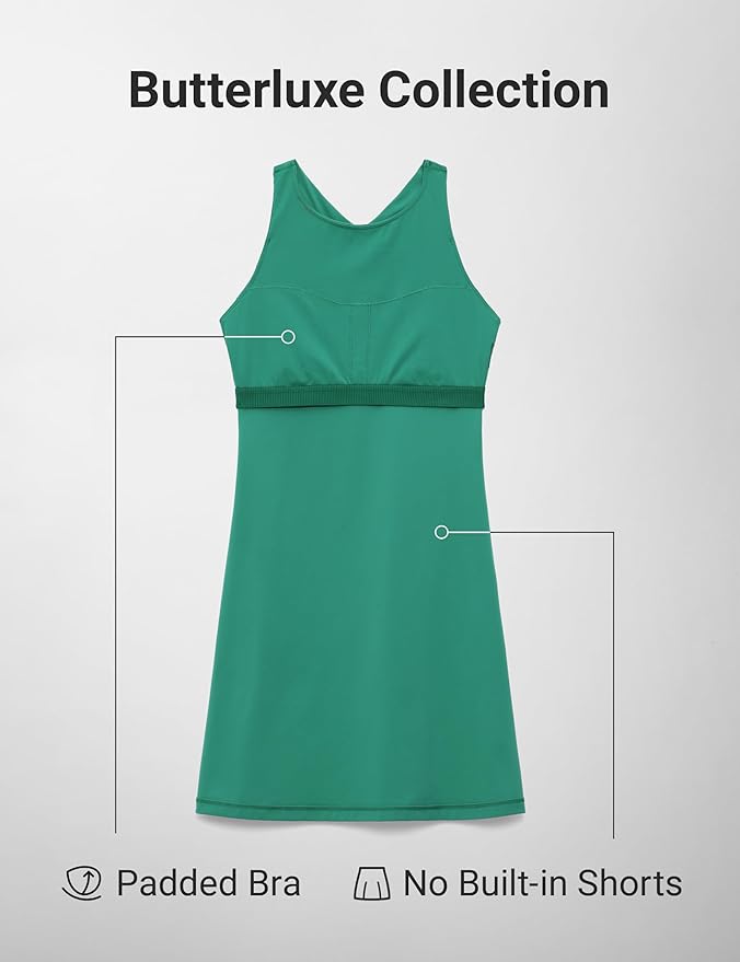 CRZ YOGA Butterluxe Racerback Mini Dress for Women - A Line Crewneck Casual Travel Outfits with Bras No Built-in Shorts