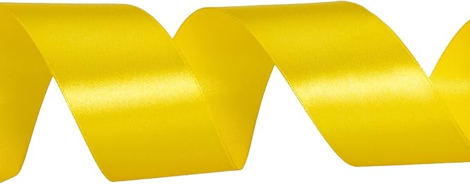 1 1/2 Inch Yellow Solid Satin Ribbon, 50 Yards Craft Fabric Ribbon - Image 3