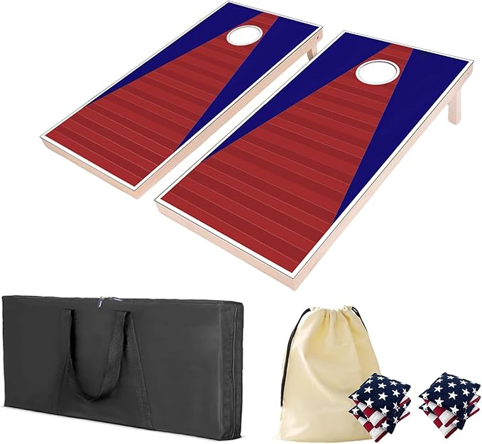 4×2FT Cornhole Board Set, Wooden Corn Hole Games by QZZIZ