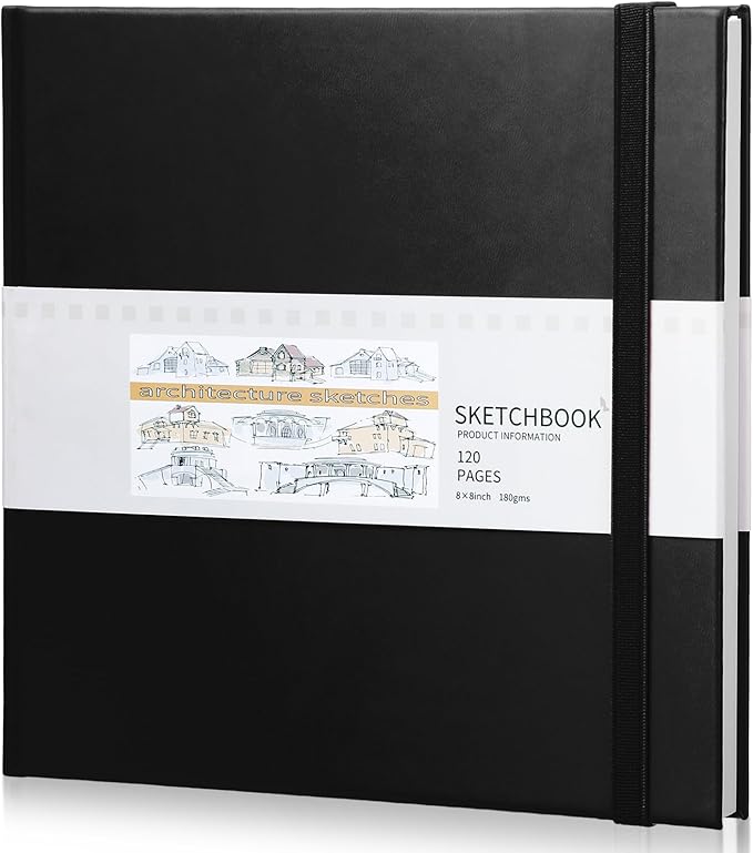 Moinchore Back to School Gifts Square Sketchbook 8 x 8 Inch Hardcover Art by Moinchore