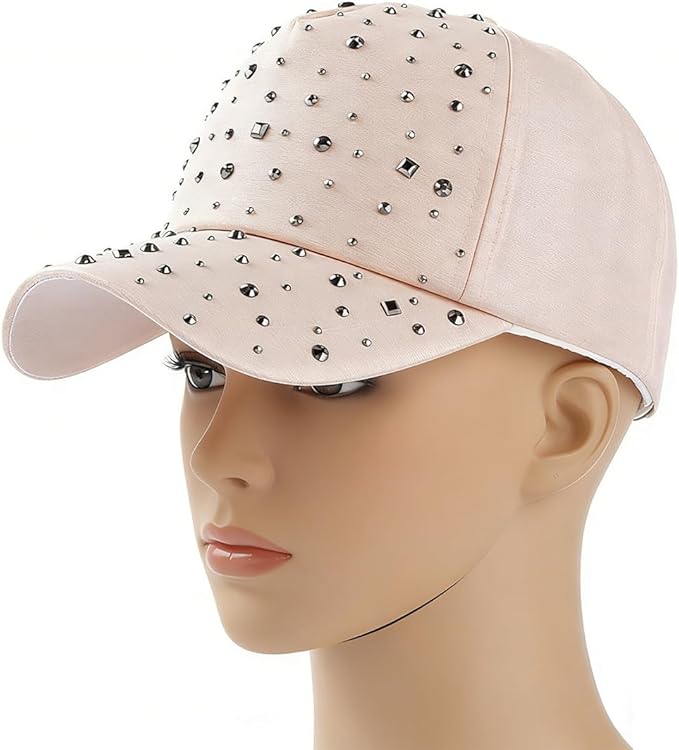 Gudessly Adjustable Breathable Rhinestone Baseball Cap for Women Bling Sequins Casual Sports Cap