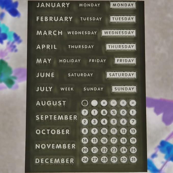 Calendar Month Week Date December Monday Holiday Sunday Clear Stamps - Image 3