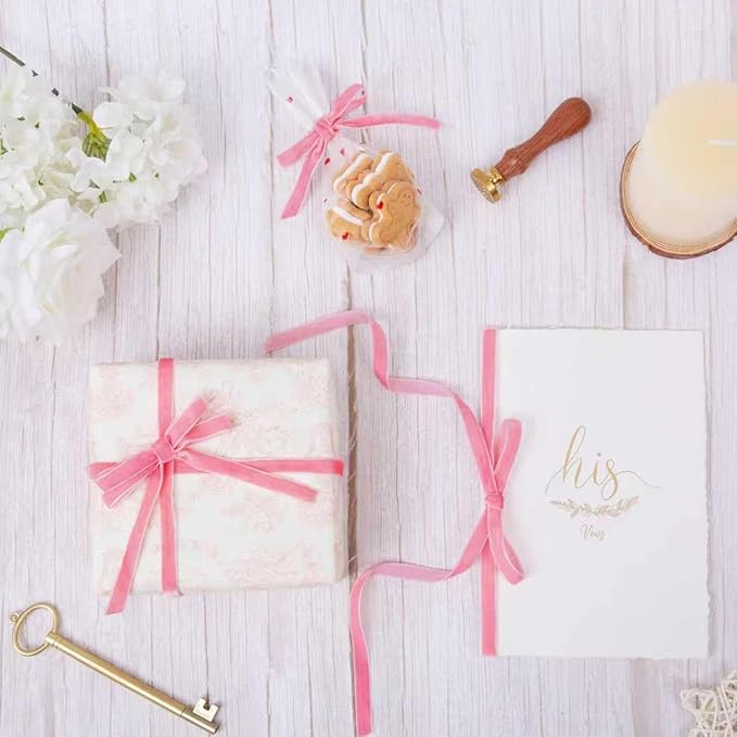 Vintage Peach Pink Velvet Ribbon Christmas Ribbon - Image 4