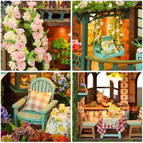Dollhouse Kit, DIY Miniature House Kit w/LED for Adults