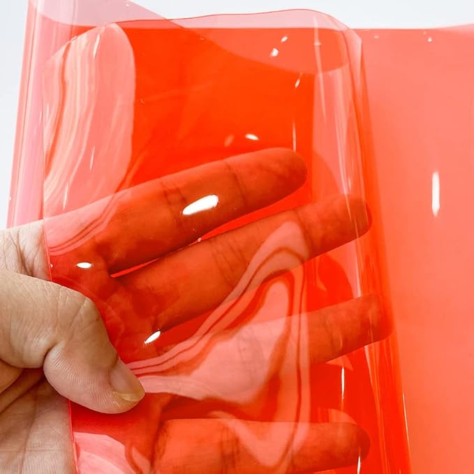 HYANG Salmon Transparent PVC Super Clear Holographic Vinyl Faux Leather Sheets - Image 2
