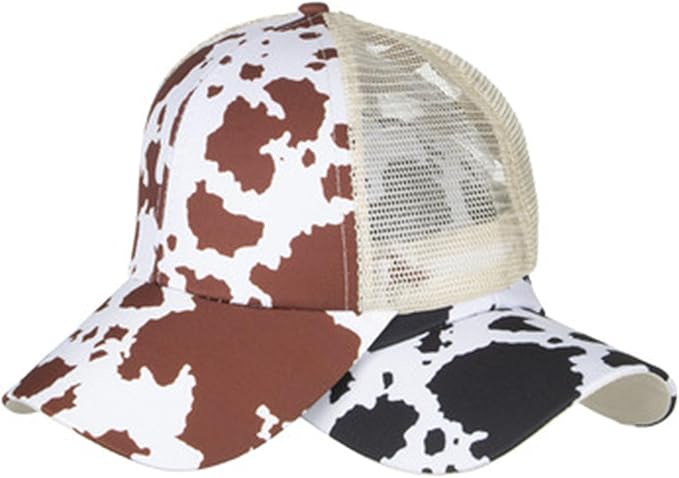 Womens Cow Print Baseball Cap Unisex Adjustable Baseball Hat Casual Cotton Sun Hats for Teen Girls