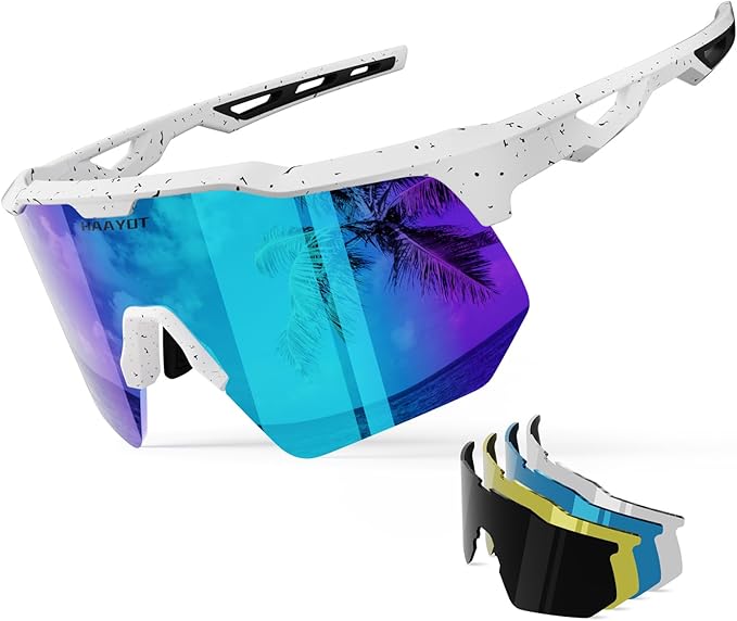 HAAYOT Polarized Sports Sunglasses for Men Women Youth Baseball Cycling Running Softball Biking Glasses 5 Lenses