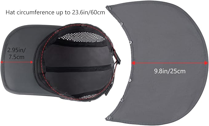 BASSDASH UPF 50+ Foldable Fishing Hat Baseball Cap with Removable Neck Flap Portable for Men Women Golf Hiking