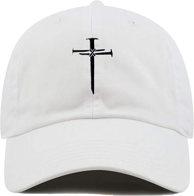 Christian Redeemed Cross Nails Hats for Men Women, Vintage Adjustable Cotton Embroidered Front & Back Baseball Cap