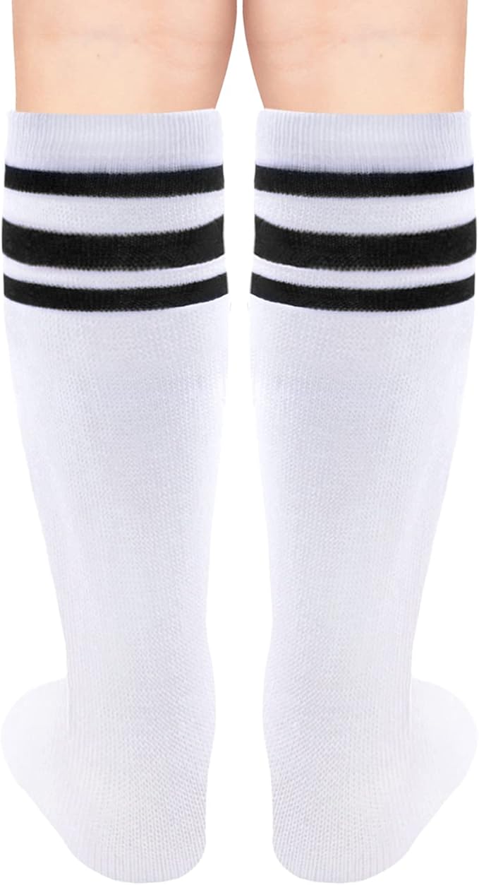 Sarfel Kids Soccer Socks Toddler Soccer Socks Girls Boys Soccer Socks Kids Tube Socks with Stripes Toddler Knee High Socks