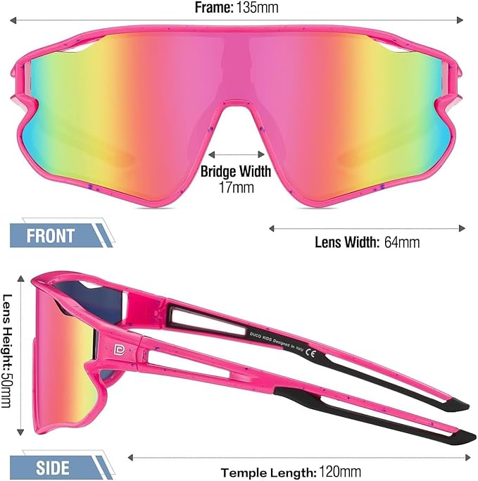 DUCO Kids Sunglasses Youth Baseball Sun Glasses Lightweight TR90 Frame UV400 Sports Cycling Shades for Boys Girls DK268