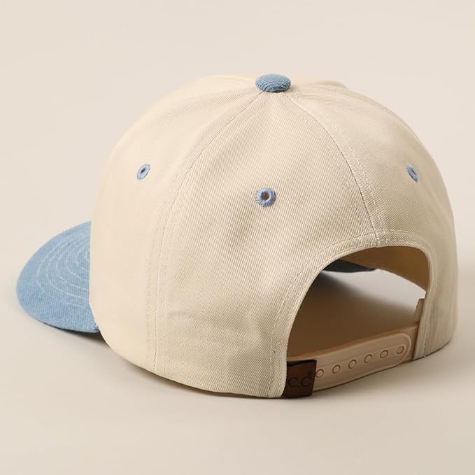 MIRMARU Two-Tone Vintage Canvas Trucker Hats for Men & Women, Adjustable Size Baseball Caps with Trendy Embroidered Design